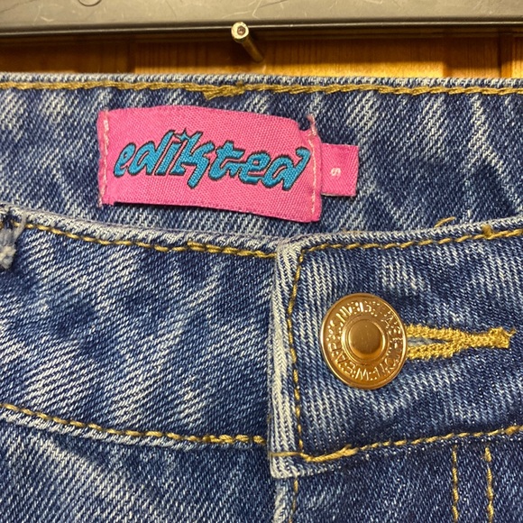 Edikted Heart Cutout Statement Denim Blue Jeans Women's in Size S Worn Once ! - Picture 5 of 12